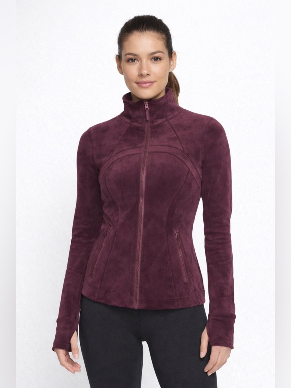 Lululemon Burgundy Velour Define Jacket Size 4 Zip Up